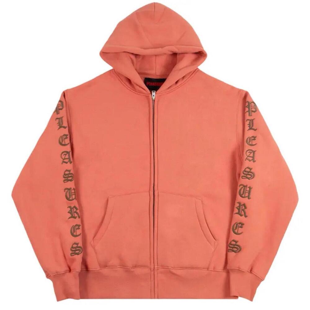 Sz XXL Pleasures OE Zip Up Hoodie Natural Old English Brand New Orange